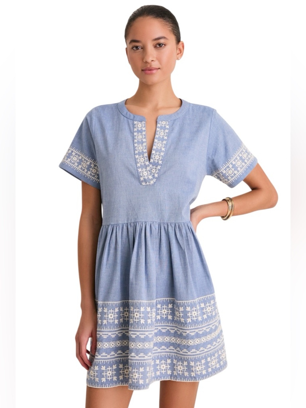 NWT Tuckernuck BEACH Chambray Embroidered Naples Mini Dress - size small